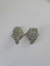 1950s MUSI Pat Pend. Rhinestone glass Platinum Plated Shoe Clips