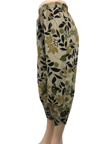 Women Cotton Medium Elastic Waist Comfortable Fancy Capri Pants w 2 Pockets 2962 - Picture 22 of 42