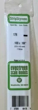 Evergreen Scale Models Plastic  # 178    .100" x .188" x 14" - 7 Styrene Strips