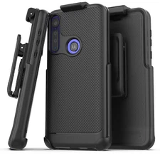 Moto G Power Belt Clip Case (Thin Armor) Slim Grip Cover with Holster (Black)