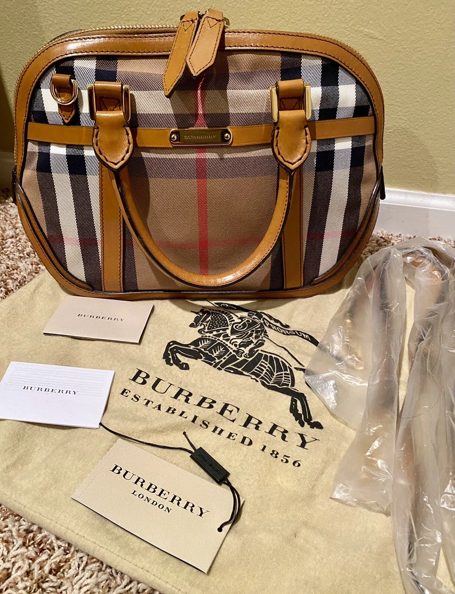 Burberry Orchard House Check Sartorial Bowling Brown Handbag Top