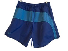 Men  s VTG Catalina Swim Trunks Bathing Suit Blue Colorblock Drawstring Large