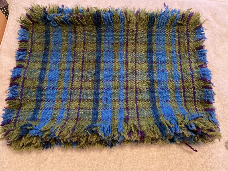 Lot Of 9 Placemats Hand Spun, Hand Woven Green Plaid