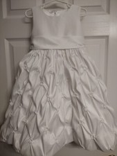 Cinderella Flower Girl Dress White Embroidered Garthered Design Girl's Size 4
