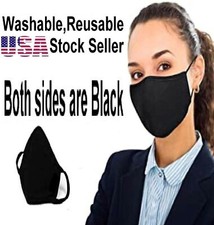 Face Mask 10 PCs Washable Reusable Cotton Breath Comfortable Double Layer Black