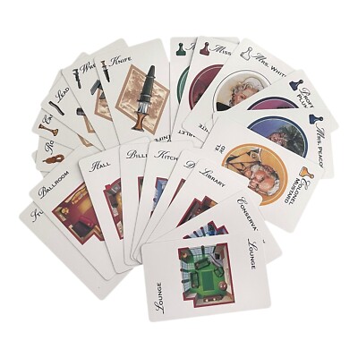 CLUE Game Cards Complete Set Green Back 1996 Deck Suspects Rooms