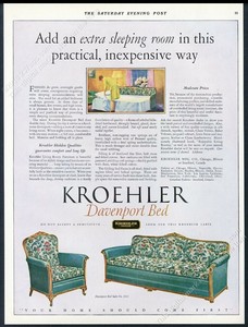 Sofa Cama De 1927 Kroehler Davenport Color Arte Anuncio Impreso De