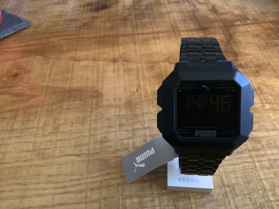 Unisex Uhr PUMA REMIX P5053 Edelstahl Schwarz Digital Chrono Dual Time