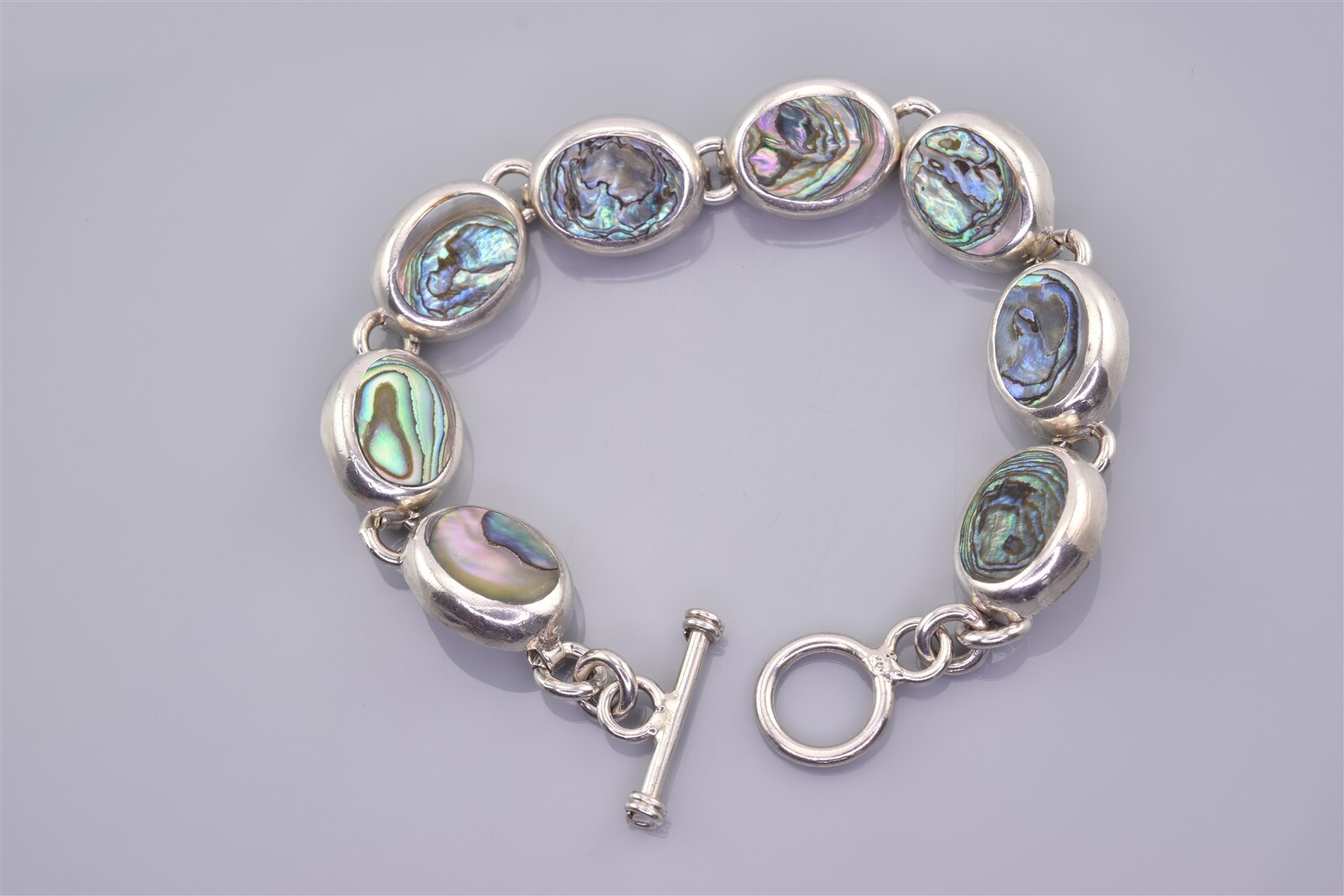 Sterling Silver Solid Oval Abalone Linked 925 Tog… - image 2