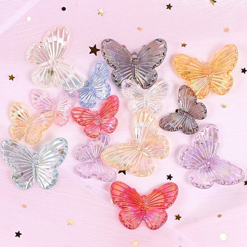 Transfarent Color 20 Mixed Transparent AB Color Acrylic Butterfly Beads (1.2