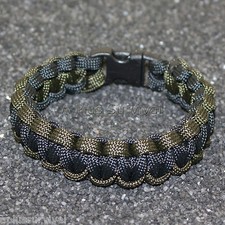 Olive Drab & Black 550 lb Type III Paracord Survival Rope Bracelet Made in USA