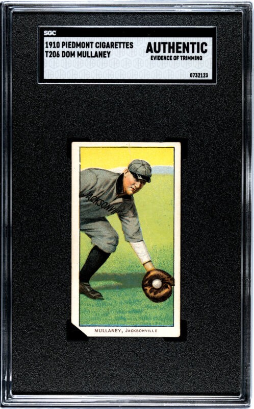 1909 T206 DOM MULLANEY FAIR PIEDMONT 350 SOUTHERN LEAGUE SGC A JACKSONVILLE JAYS