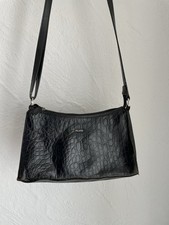 Vintage Picard Schultertasche Schwarz-Kroko-Leder