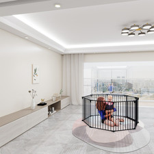 8 Panels Heavy Duty Metal Dog Playpen Exercise Pen Fence Kennel Indoor Outdoor