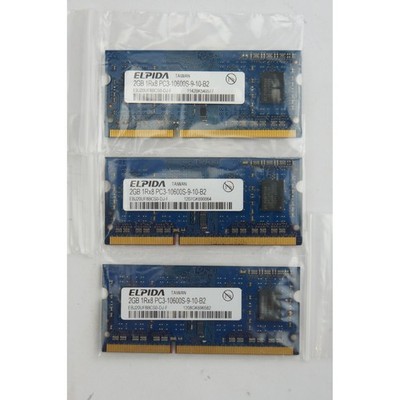 Elpida 2GB DDR3 RAM Laptop SODIMM 3pc Lot PC3-10600S 1333MHz Used