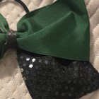 Green & Black Sequin Polka Dot Fabric Bow Hair Tie on Elastic for Women Teens — photo 2