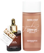 Sand + Fog White Vanilla Perfume Oil 1.7oz Toning Body Oil 5.07oz 2pc Set New