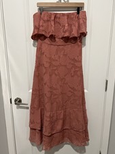 Lulus Love You So Truly Rusty Rose Burnout Floral Strapless Midi Dress Large