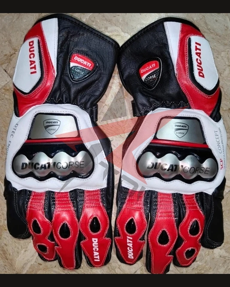 Ducati Corse Воловья кожа Мотоциклетные Гоночные Перчатки| Одобрено CE| Все Размеры - Изображение 2 из 4