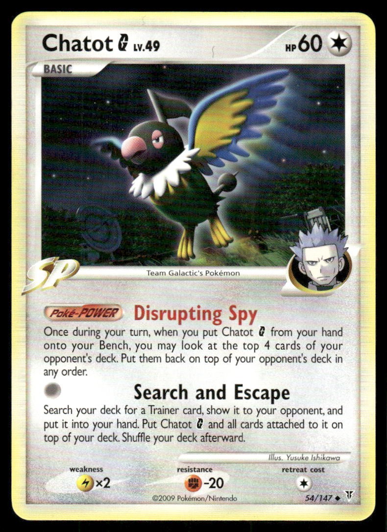 Pokemon Tcg Chatot G #54 Pokemon Supreme Victors LP
