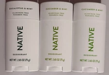 3-Pack Natural Aluminum-Free Deodorant | Cucumber Eucalyptus & Mint DEFECTIVE