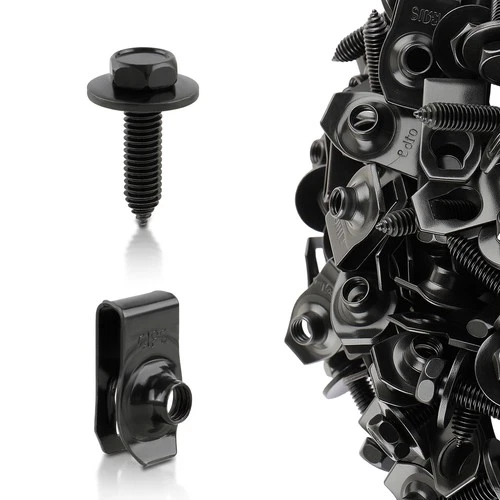 50 Pcs Body Fasteners - 25 Bolts & 25 U-Nut Clips 1/4-20