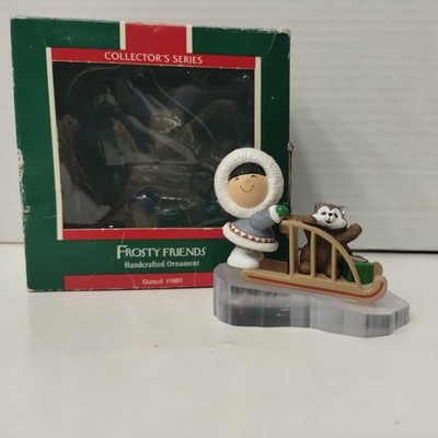 Vintage 1989 Frosty Friends Hallmark Ornament Sled Husky Puppy #10 IOB ...