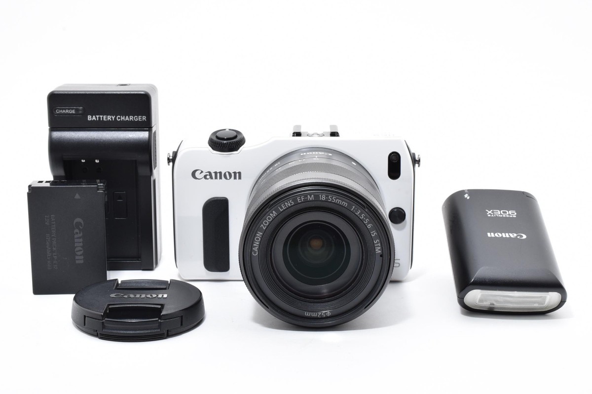 Canon EOS M 18.0MP Digital Camera White EF-M 18-55mm IS STM [Exc+5