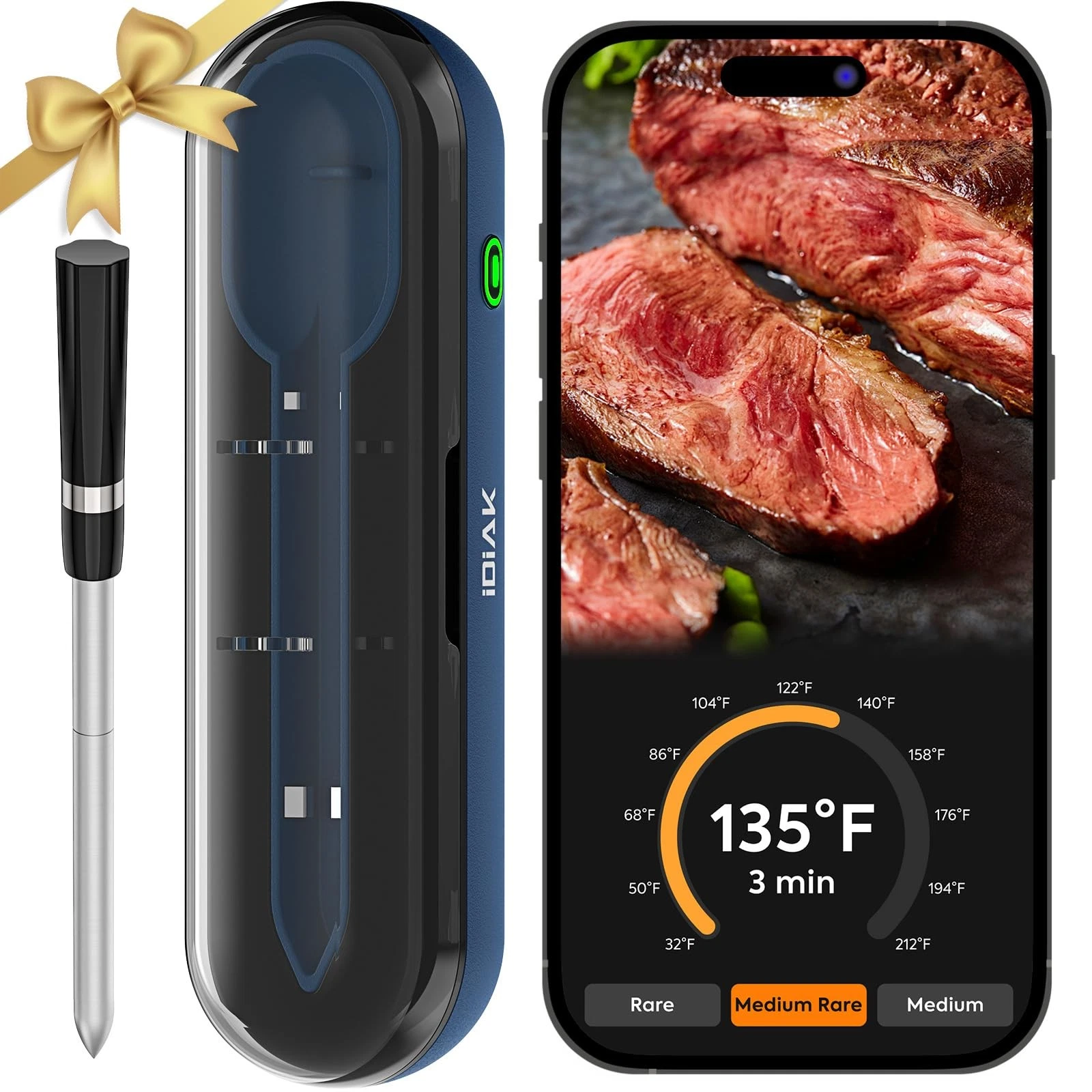 iDiAK Wireless Meat Thermometer for Grilling and Smoking, CP10 New Gen 500FT ...