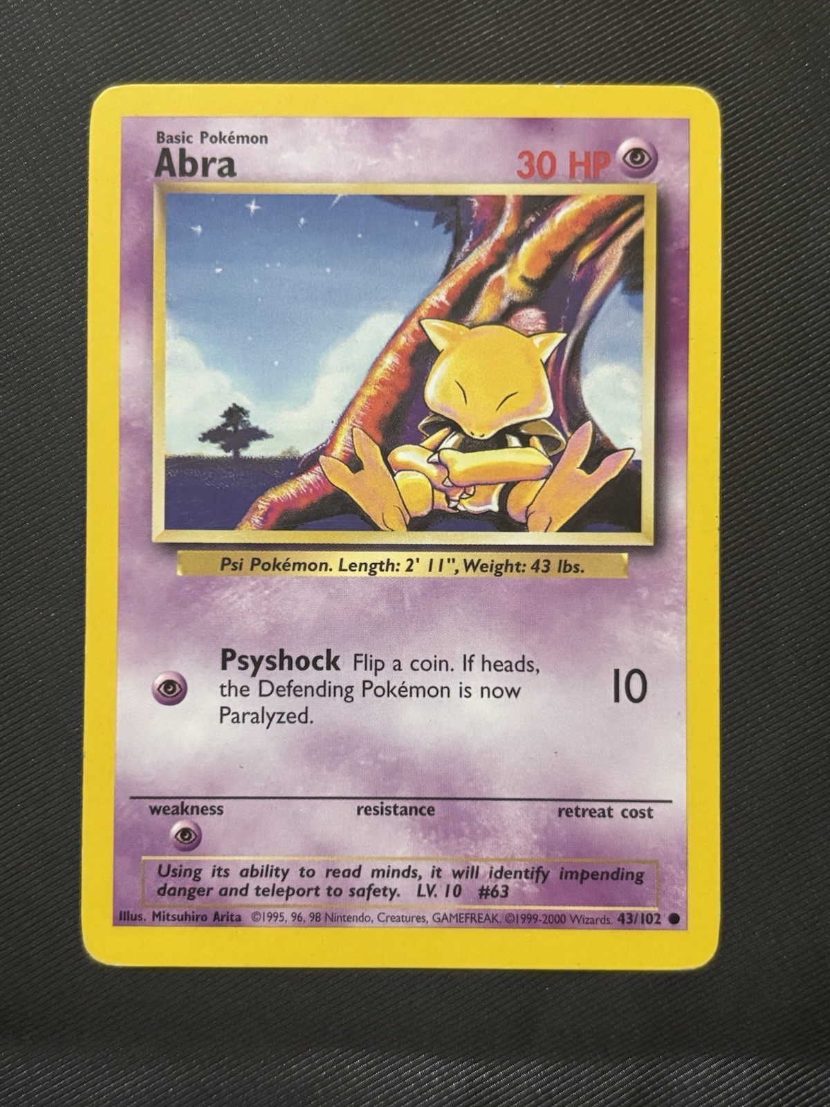 Abra 43/102 Common Base Set 4th Print 1999-2000 UK DMG Pokemon Card