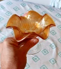 Vintage Antique 5" Fenton Holly Carnival Glass Footed Bowl Candy Dessert Dish NR