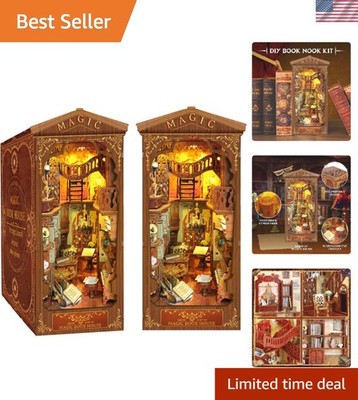 DIY Book Nook Kit: Magical 3D Wooden Puzzle with Touch LED Light, 2.48' x 1.69'