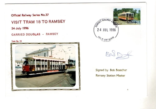 1996 ISLE OF MAN - OFFICIAL RAILWAY SERIES NO.37 SIGNED FDC FROM COLLECTION K36