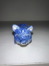 1984 Enesco Ceramic/Porcelain Blue Pig/Hog Figurine 1