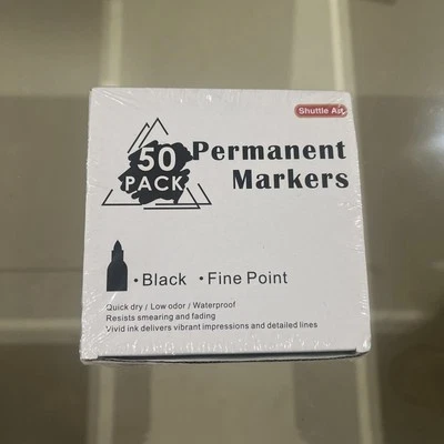 Shuttle Art 50 Pack Permanent Markers, Black with Fine Point - Image 1 of 4