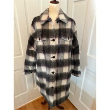 WOOLRICH Archive Plaid Wool Mohair Alpaca Coat Eggplant Gray S Quilted Italy