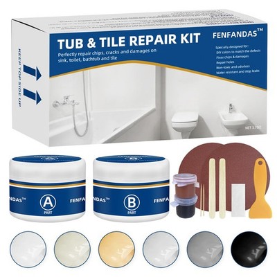 Tub and Fiberglass Shower Repair Kit White, 3.7oz Porcelain Tile Repair Kit, ...