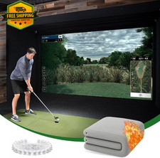 Gray Fireproof Golf Simulator Impact Screen 3D Air Mesh HD Grommet Holes