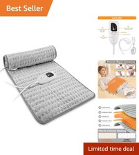 Soothing 24x12 Electric Heating Pad - 6 Temp Settings for Neck, Back, and More