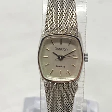Vintage Armitron Watch Women 15mm Silver Tone Hexagon Adjustable New Battery