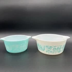 2 Pyrex Amish Butterprint Casserole Dishes Blue  & White 473 & 474-B No Lids