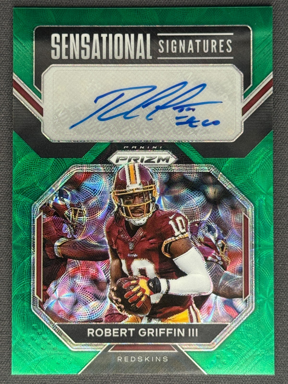 ROBERT GRIFFIN III 2022 Panini Prizm Green Scope Sensational Signatures Auto /75