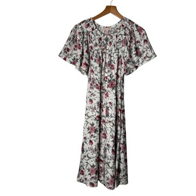Rebecca Taylor Esmee Floral Silk Blend Midi Dress in Rosebud Womens Size 2