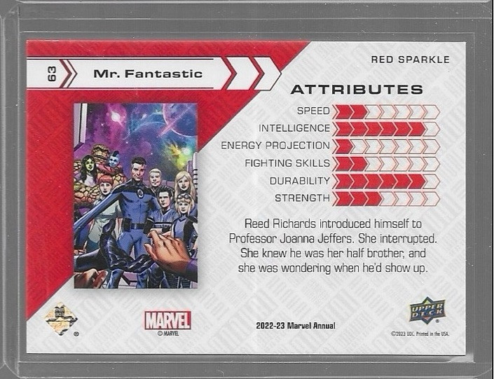 2022-23 Upper Deck Marvel Annual Red Parallel Sparkle Mr Fantastic