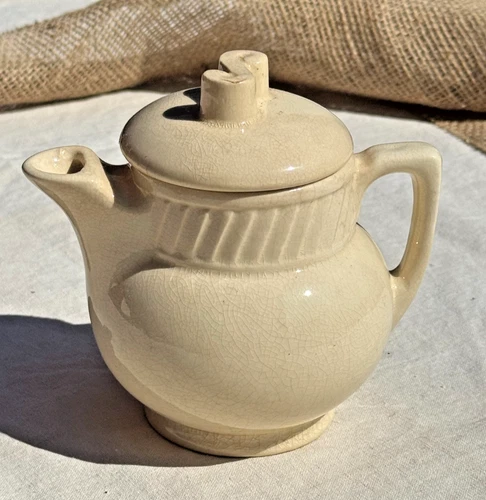 Vintage Salad Tea Pot Cream 5 1/2" Brush McCoy 1930s