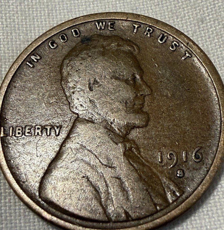 Lincoln Wheat 1916 Small Cent Penny San Francisco mint mark