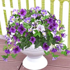 Artificial Flowers for Outdoors with 120 Blooms, Faux Silk Purple 2 Packs