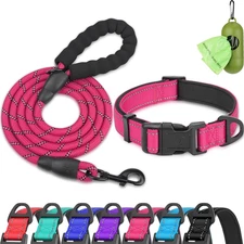 Reflective Dog Collar and Leash Set, 6FT Strong Climbing Rope Leash