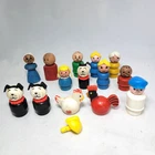 Vintage Fisher Price Little People Lot 14 Wooden & Plastic Peg Figures