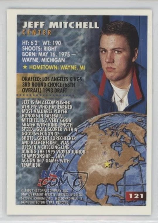 1994 Topps Finest World Junior Championships Refractor Jeff Mitchell Rookie RC - Image 2 of 2